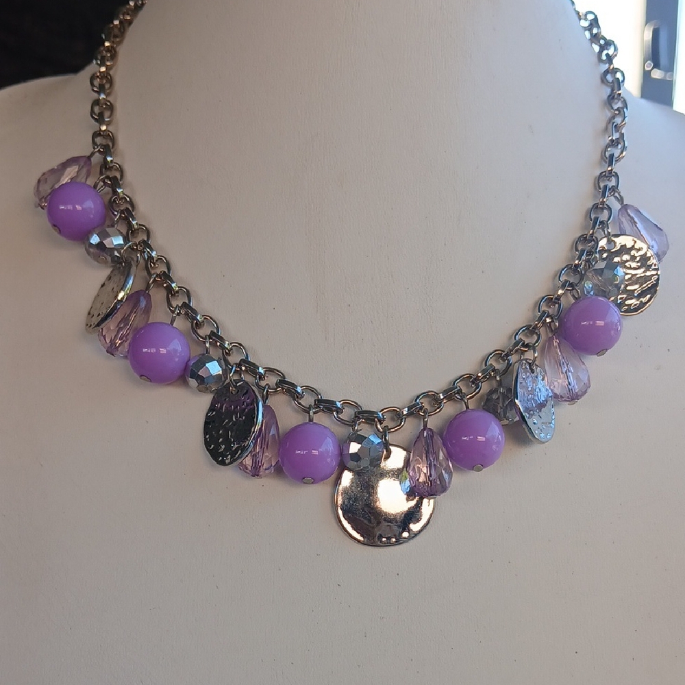 Paparazzi Purple and Silver Charm Necklace
